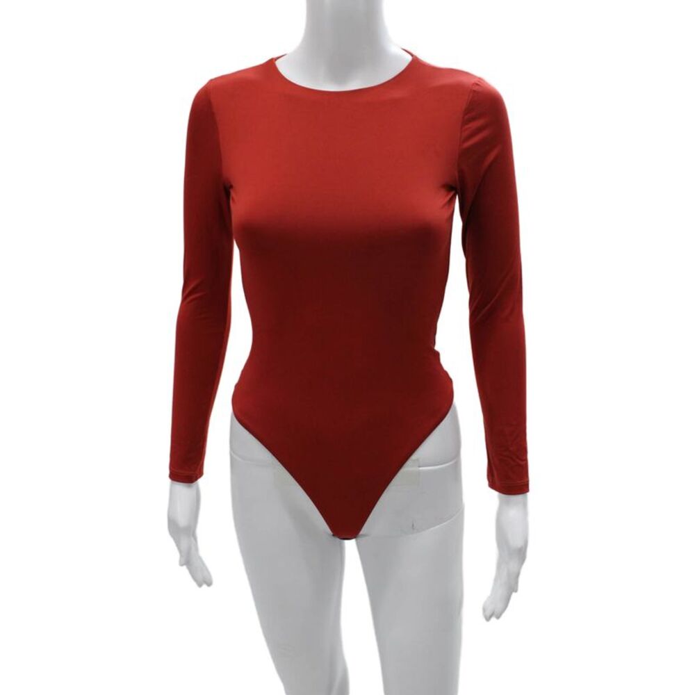 Nonchalant Label Women One Piece Bodysuit Red Nylon Long Sleeve Size XS